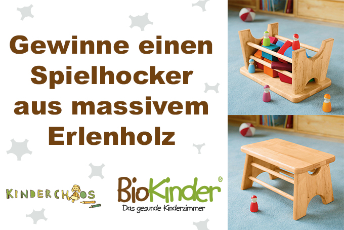 Tritthocker Spielhocker BioKinder massiv Erle Erlenholz Erlenholmöbel Möbel Kinderzimmer Kinderzimmermöbel Freude