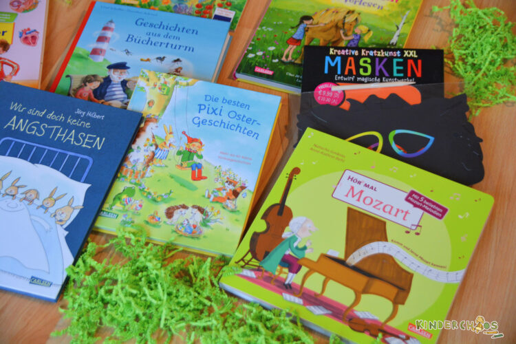 Osternest Carlsen Verlag Kinderbücher Hör Mal Mozart Pixi Oster-Geschichten Kreative Kratzkunst XXL Masken Geschichten aus dem Bücherturm