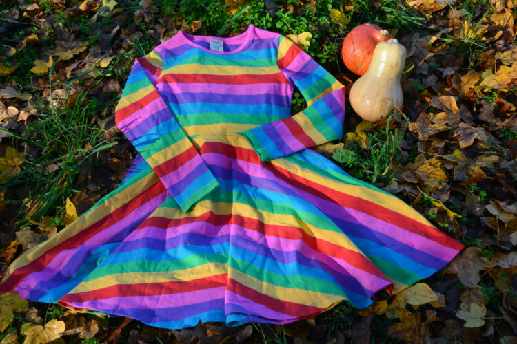 Frugi Sofia Skater Dress Drehkleid Rainbow Regenbogen