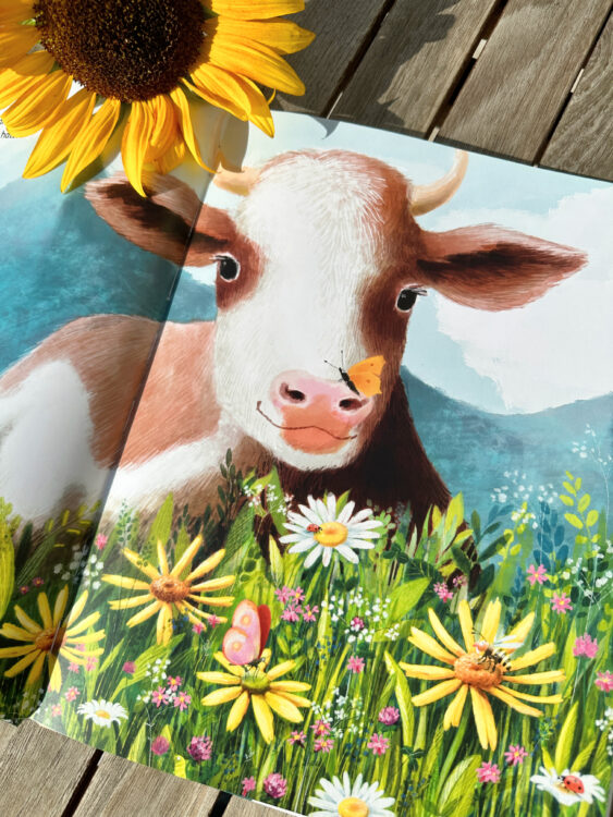 Wildblumenwiese Kuh Bilderbuch